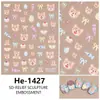 Redanco5D Em relevo Popular Desenho Animado Adesivo para Unhas Urso Fofo Travesso Adesivo Estéreo para Unhas He1427