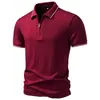 Camisa polo masculina de verão para comércio exterior transfronteiriço com design de carcela com zíper e mangas curtas texturizadas