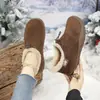 Botas de tornozelo femininas casuais, quentes e isoladas de algodão. Camurça sintética com forro de fleece, sola grossa antiderrapante e projetado para uso externo no inverno.. Direto da fábrica