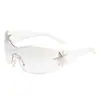 Gafas de Sol Europeas y Americanas Nuevas Y2K Mileniales Hot Girl Sin Marco Estrella de Cinco Puntas Una Pieza Estilo Aviador para Mujer