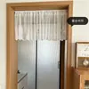 Cortina de puerta cortina divisoria en blanco, hermosa cortina media de encaje rústico para ventanales y estanterías, oculta imperfecciones, no requiere taladrar, cortina translúcida con cinta mágica
