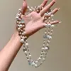 Colar de Pérolas Olho de Gato com Contas Transfronteiriço Luxo Leve Simples Temperamento Corrente para Clavícula Nicho Moda Joia Versátil Atacado