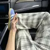Pantalones blancos a cuadros estilo americano Cleanfit para hombre, estilo pana, pantalones rectos relajados para fitness, deportes y uso casual