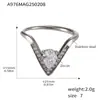 Anillo Oumika de acero inoxidable ajustable con forma de V de diamante y circón 5A, sin decoloración, moda, lujo, anillo para el dedo