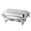 Fogão de Jantar de Aço Inoxidável Dobrável com Tampa Basculante Retangular Hotel Cafeteria Fogão de Jantar Aquecimento a Álcool Isolado Fogão de Buffet