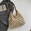 Estilo Perezoso Relajado Bolso Tejido de Gran Capacidad para Mujer Verano Vacaciones en la Costa Bolso de Hombro Único Bolso Tote Tejido de Paja