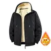 Chaqueta con capucha de lana de cordero ultrasónica de algodón de talla europea transfronteriza para hombre de mediana edad y ancianos, acolchada con terciopelo, talla grande, chaqueta para hombre