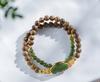 Pulsera de doble círculo Qinan Chen Xiang, método antiguo, con jaspe dorado, flor de peonía, tarjeta de mano, diseño original, pulsera de cuentas de jade tejida a mano