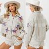 Comercio exterior transfronterizo primavera y otoño chaqueta abrigo caliente de lentejuelas Día de la Independencia europeo y americano chaqueta exterior de pana con lentejuelas ropa para mujer
