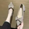 Zapatos de tacón alto, de tacón grueso, de punta, de boca poco profunda para mujer, nuevo estilo de otoño 2025, zapatos cómodos para mujer con suelas suaves