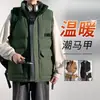 Chaleco Transfronterizo para Hombre Otoño e Invierno Moda Exterior Marca Suelto Deportivo Talla Grande Chaleco de Herramientas Chaqueta de Algodón Rellena
