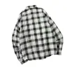 Ropa Nueva para Hombre de Primavera y Otoño Holgada Tallas Grandes Retro Japonés Cuadros Manga Larga Ropa de Abrigo Cepillada Estilo Hong Kong Top