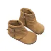 Botas Birkenstock Martin com Salto Empilhado para Bebê Menina 2026 Nova Coleção Outono/Inverno Novas Botas de Couro Moda Infantil Botas de Couro de Cano Médio