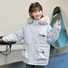 Jaqueta de Algodão de Inverno para Meninas Estilo 2026 com Gola Grande de Pelo, Casaco Acolchoado Grosso de Algodão para Crianças Mais Velhas no Outono e Inverno