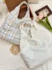 58314 Estilo Nuevo Ins Coreano Bolso de Hombro de Compras a Cuadros Perezoso y Dulce Bolso Chaleco para Ropa de Trabajo Casual Bolso de Mano