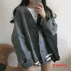 Ropa de punto para mujer Otoño Invierno Estilo Coreano Holgado Estudiante Cuello en V Chaqueta Pequeña Engrosada Estilo Perezoso Top Suéter Cardigan