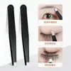 Fábrica en stock herramientas de belleza boca plana inclinada acero inoxidable clip de cejas negro pinzas para depilar cejas rizador de pestañas