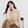 Moda de Hong Kong y Americana / Suéter Holgado de Punto Calado Redondo para Mujer, Nuevo Cubre-traje de Manga Larga Tencel Fresco con Protección Solar