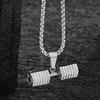 Collar para hombre colgante de mancuerna europeo y americano retro acero de titanio hip hop cruz Fitness culturismo tendencia para mujer nuevo al por mayor