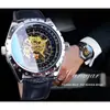 Jaragar Relógio Mecânico Semi-Automático Masculino Europeu e Americano Business Casual Vidro Azul Vazado Mostrador Grande Branco