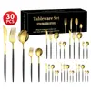 Amazon vajilla de acero inoxidable cuchillo y tenedor portugués juego de 30 piezas traje de caja de regalo para comida occidental cuchillo, tenedor y cuchara dorados para steak