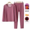 Roupas de primavera e outono para mães de meia-idade e idosas, conjunto de calças compridas, conjunto de duas peças de roupa íntima térmica com forro de fleece espesso para outono e inverno
