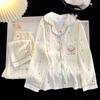 Pijama Infantil de Algodón Nube Transfronterizo para Niñas Primavera y Otoño Cárdigan de Manga Larga con Cuello Solapa Ropa de Casa de Dibujos Animados para Niños Mayores