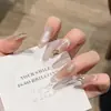 Puntas para Uñas Ojo de Gato Puramente Hechas a Mano, Estilo Francés Sencillo con Pedrería, Parches de Uñas Artísticas Hechos a Mano, Piezas de Uñas Postizas, Venta al por Mayor desde Fabricante, Longitud Media