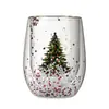 Nueva Taza de Doble Capa Estilo Navidad con Lentejuelas y Dibujos Animados de Amazon para Sala de Estar, Restaurante, Bar, Taza de Vidrio de Borosilicato de Moda