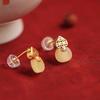 Aretes de Moda Clásicos con Forma de Calabaza, Estilo Palacio, Color Nacional, Rojo Meridional, Diseño de Lujo Ligero, Exquisitos Aretes con Incrustaciones de Oro