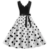 Fuente de fábrica 2021 Moda Patchwork Estampado de Lunares Sin Mangas Burnout Estampado de Lunares Fiesta Vestido de Baile