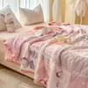 Colcha de verano de gasa de doble capa 100% algodón con estampado de encaje francés estilo coreano 2026 para madre y bebé, colcha fresca de verano estilo princesa fresca