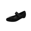 Sapatos Mary Jane estilo ballet em camurça de ovelha com aumento interno de altura, outono 2026, salto baixo plataforma, laço, couro genuíno, sapatos femininos
