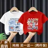 Camiseta de Manga Curta de Verão para Meninos 2026 Novo Estilo Roupas de Verão Crianças Médias e Grandes Meninos Estilo Verão Top Fresco e Bonito Algodão Puro Camiseta da Moda