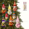 16 Peças 2D Planas Coloridas Boneco de Neve de Madeira Tons Arco-Íris Chapéu de Lã Decoração de Natal para Família e Escritório Enfeite para Pendurar