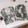 Pijama de Nuevo Estilo para Mujer de Celebridad de Internet, Conjunto de Manga Larga y Pantalón Largo, Ropa de Casa de Imitación de Algodón de Alta Gama, Adecuado para Primavera, Otoño e Invierno, Se Puede Usar Afuera