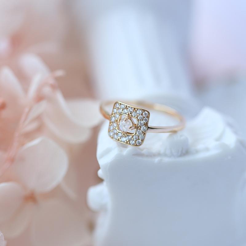 韩版几何锆石戒指