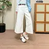 Nuevo modelo de principios de otoño ic Xiaohe jeans acampanados de dos tonos, pantalones vaqueros de mezclilla azul/blanco de longitud media, casuales y versátiles