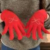Lindos Guantes Cortos de Punto con Lazo de Amor con Pedrería Caliente para Estudiante Otoño e Invierno Estilo Coreano Ins para Exterior Viajar Montar Mujeres