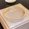 Pulsera de letras de circón con baño de oro real, personalidad de viento frío, ins, pulsera súper brillante, tendencia, joyería de mano de metal al por mayor
