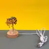 Base de Lámpara de Luz Blanca de Cristal Natural con Piedras Trituradas, Lámpara de Noche con Puerto USB de Árbol de la Fortuna, Adorno Decorativo para el Hogar de Árbol que Atrae el Dinero