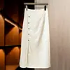 Nueva Falda Jacquard Estilo Chino 2025 Producto Nuevo de Principios de Primavera, Estilo Nacional Hebilla de Disco con Perlas Falda Elegante de Cintura Alta con Borlas y Abertura
