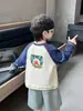 Q251 Camiseta de Manga Larga para Niños Bonita Ropa Casual de Primavera y Otoño para Niños Nueva Elegante Patchwork Capa Base para Bebé Moderna