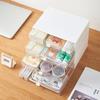 Caixa de armazenamento de papelaria com gaveta, transparente, armário de armazenamento para estudantes, cosméticos, batom, joias, estilo japonês, caixa de armazenamento de mesa para pincéis