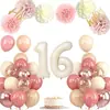 Los Globos de Látex con Purpurina Rosa de Pasta de Frijol Más Vendidos de Amazon Set de Globos de Atmósfera con Globo de Flor de Papel para Niña de 10 Cumpleaños