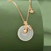 Collar Original Hebilla de Paz Golondrina de Primavera para Mujer, Plata de Ley 925, Nuevo Estilo Chino Colgante de Ágata, Cadena para Clavícula Floral Estilo Bosque