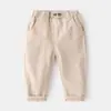 2024 Moda Coreana Elegante Bonito Casual Calças Primavera Algodão Confortável Cintura Média Calças Casuais para Crianças