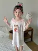 Camisola Anmeiya para meninas, vestido de verão, pijamas infantis, camisola de renda, Lyocell Tiansi Anyang, roupa infantil por atacado