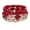 Pulsera Bohemia con Perlas Joyería de Moda al por Mayor Ágata Imitación Cristal Strass Pulsera Elástica Paquete de Cuatro