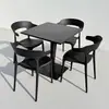 Juego de Plástico para Reuniones de Ocio al Aire Libre con Mesa Redonda Pequeña y Sillas para Balcón, Popular en Cafeterías de Té de Leche de Moda, Mesa de Comedor Simple para Uso al Aire Libre